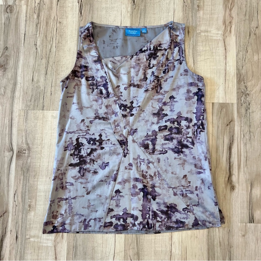 Simply Vera Vera Wang Purple and Grey Abstract Tank - Size Medium